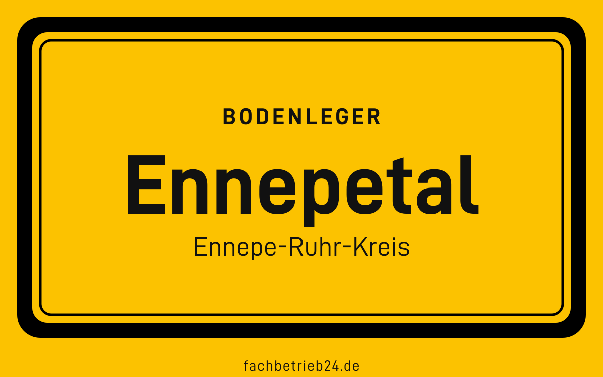 Gelbe Ortstafel Ennepetal mit der Kopfzeile Bodenleger