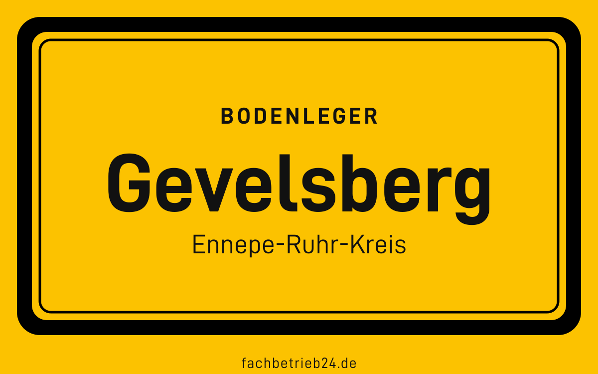 Gelbe Ortstafel Gevelsberg mit der Kopfzeile Bodenleger