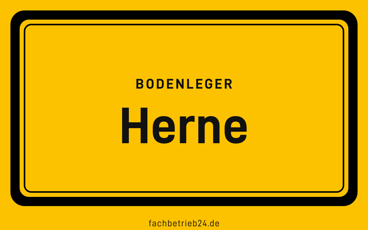 Gelbe Ortstafel Herne mit der Kopfzeile Bodenleger