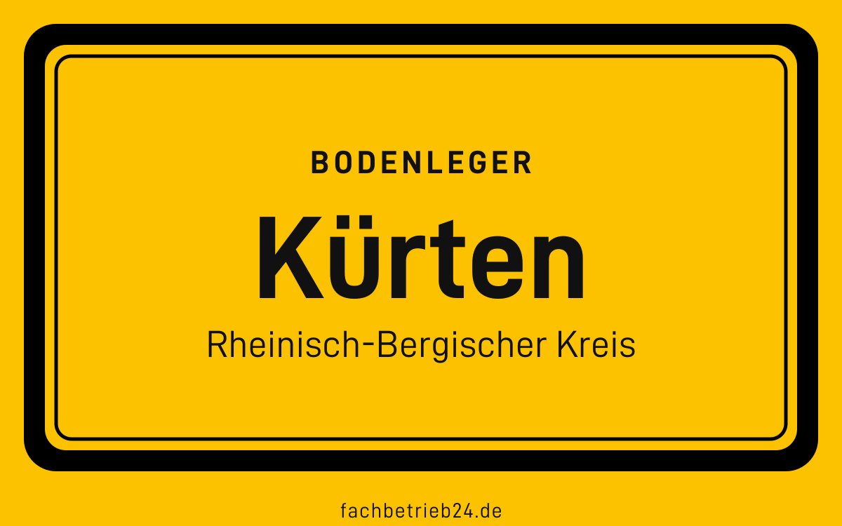 Gelbe Ortstafel Kürten mit der Kopfzeile Bodenleger