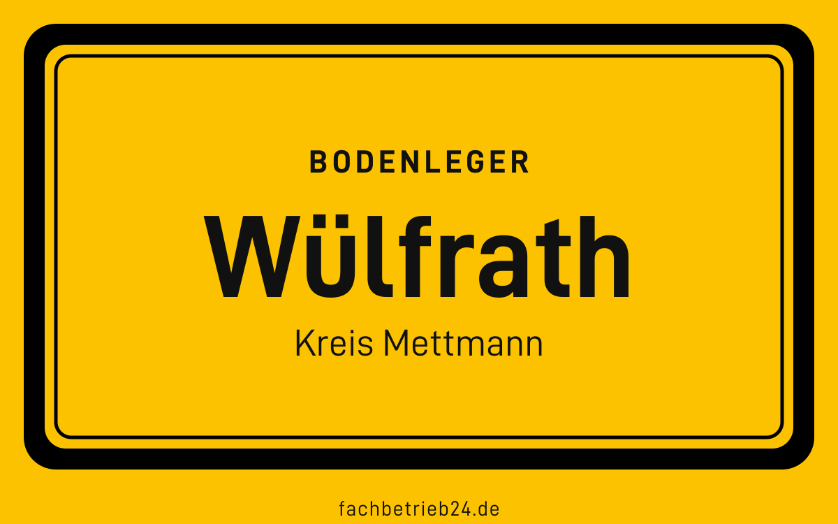Gelbe Ortstafel Wülfrath mit der Kopfzeile Bodenleger