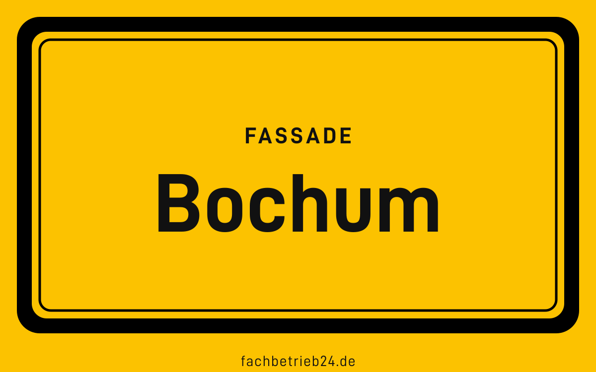 Gelbe Ortstafel Bochum mit der Kopfzeile Fassade