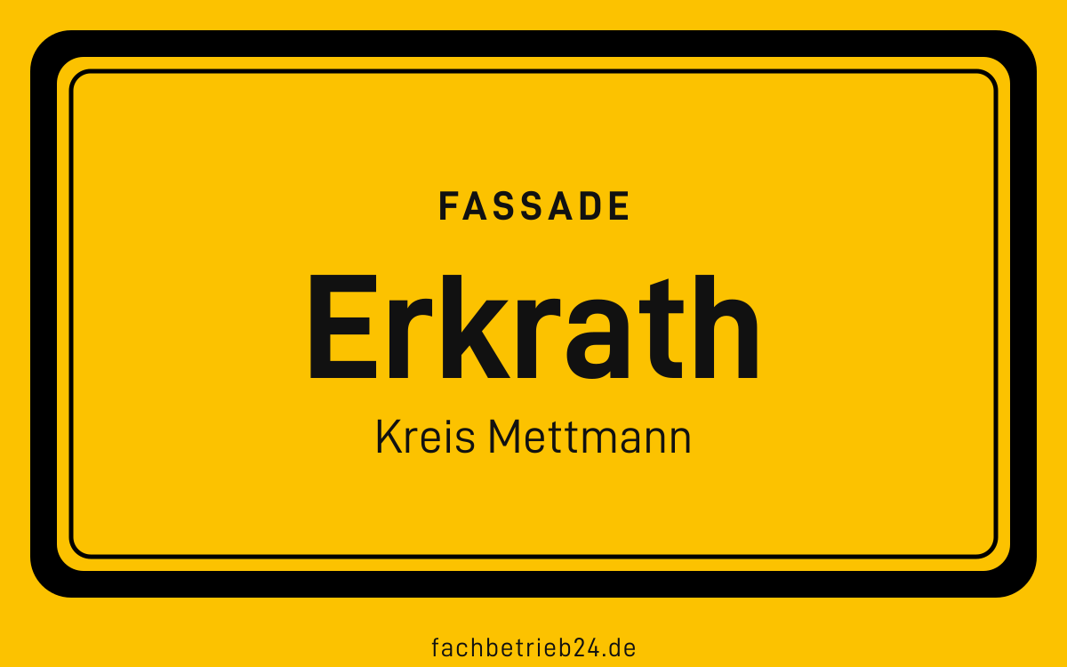 Gelbe Ortstafel Erkrath mit der Kopfzeile Fassade