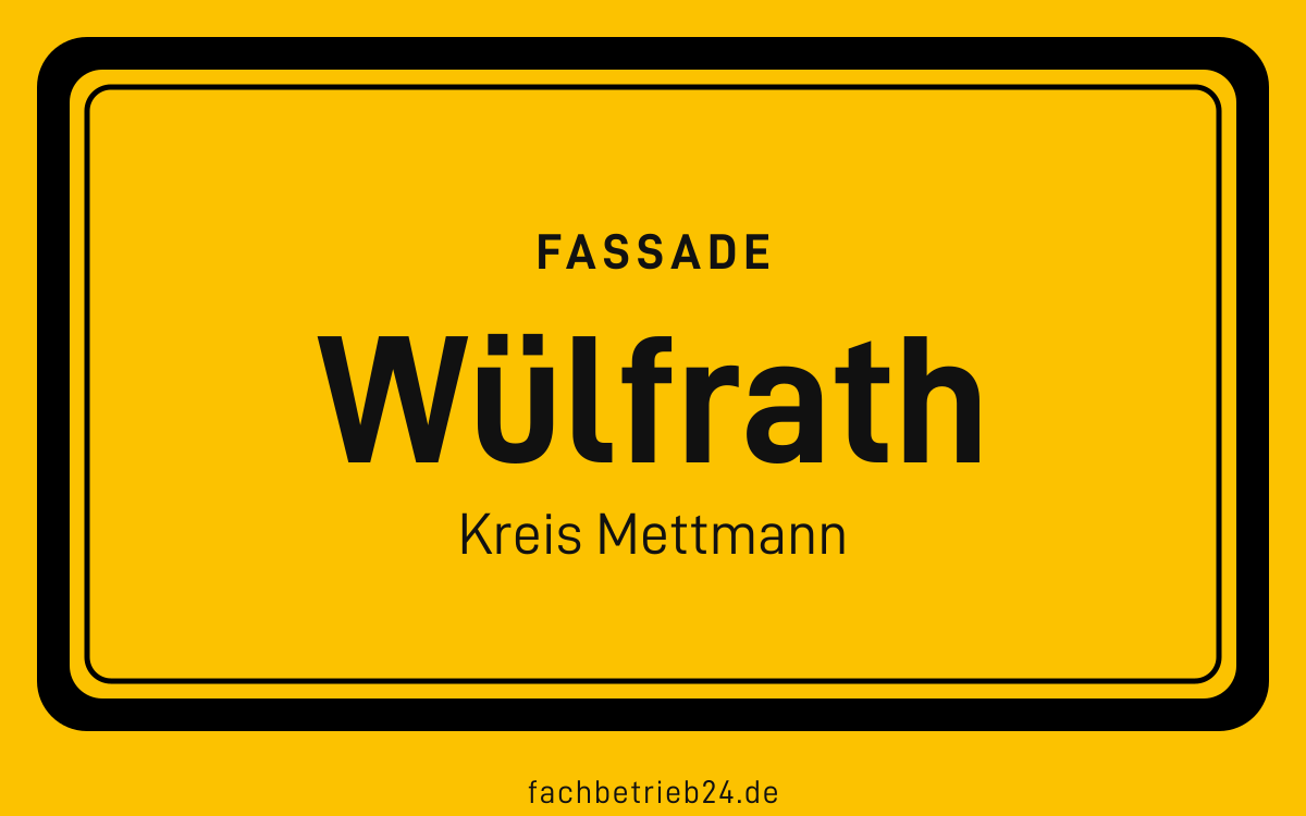 Gelbe Ortstafel Wülfrath mit der Kopfzeile Fassade