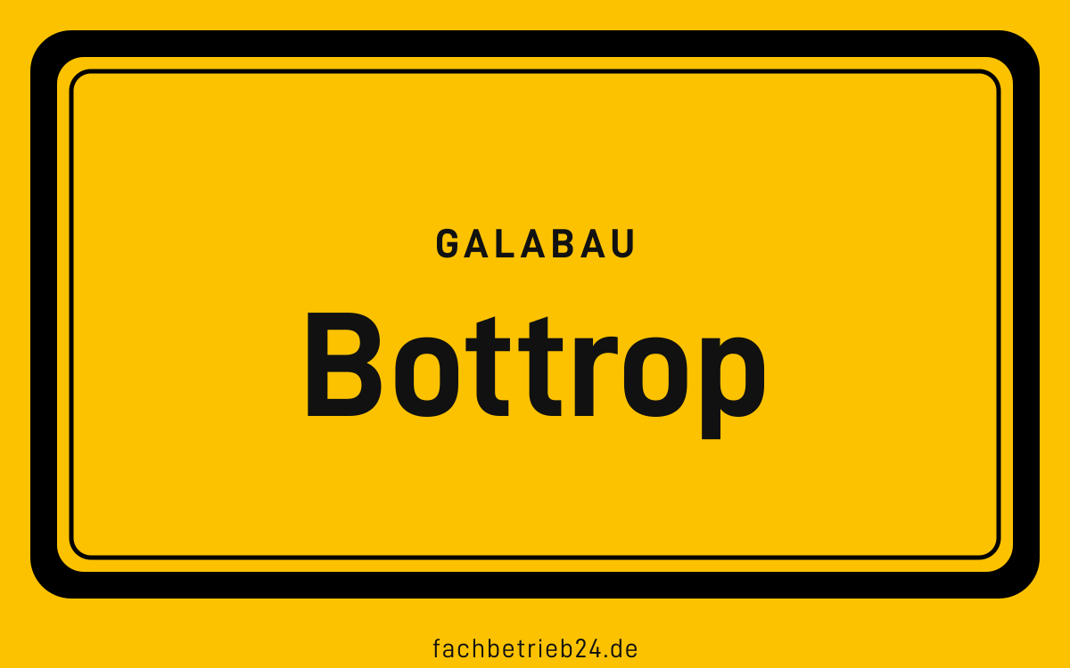 Gelbe Ortstafel Bottrop mit der Kopfzeile GaLaBau