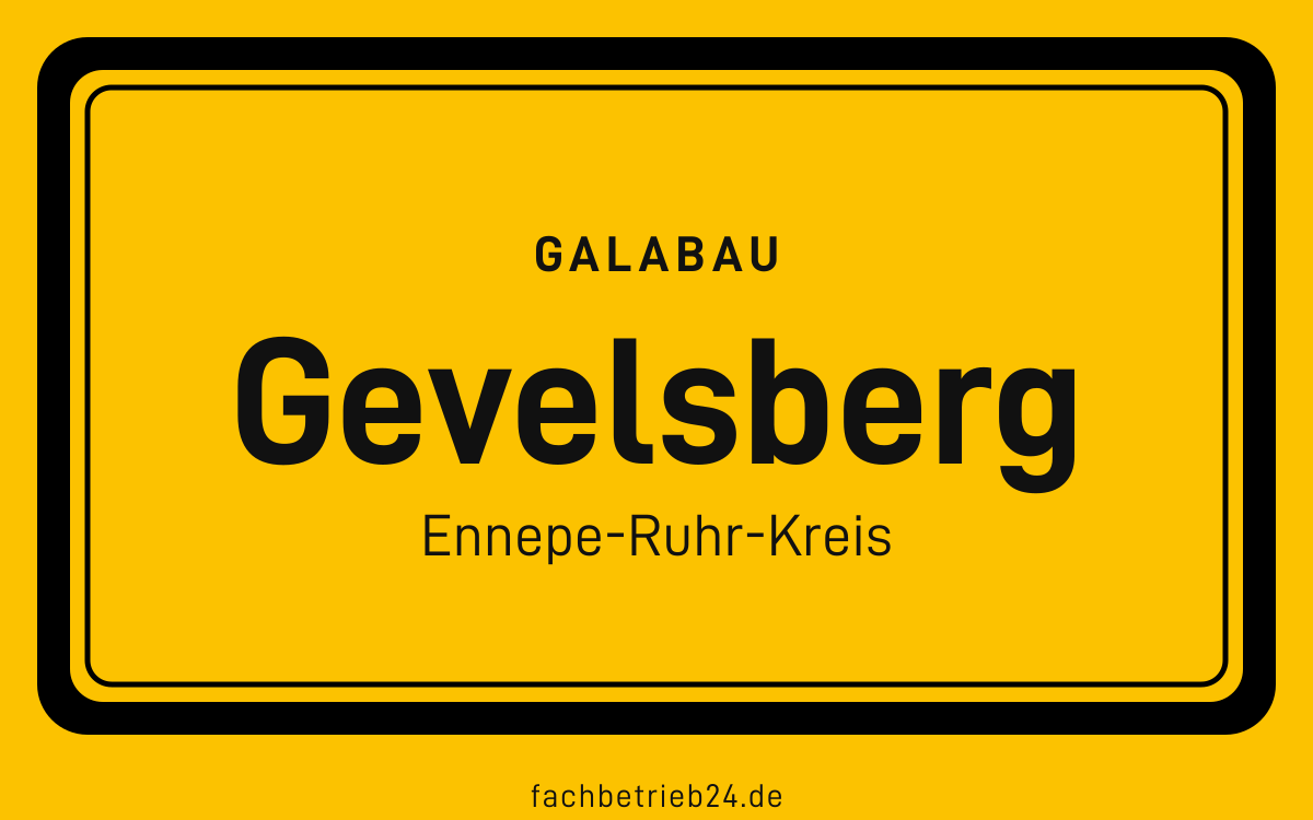 Gelbe Ortstafel Gevelsberg mit der Kopfzeile GaLaBau