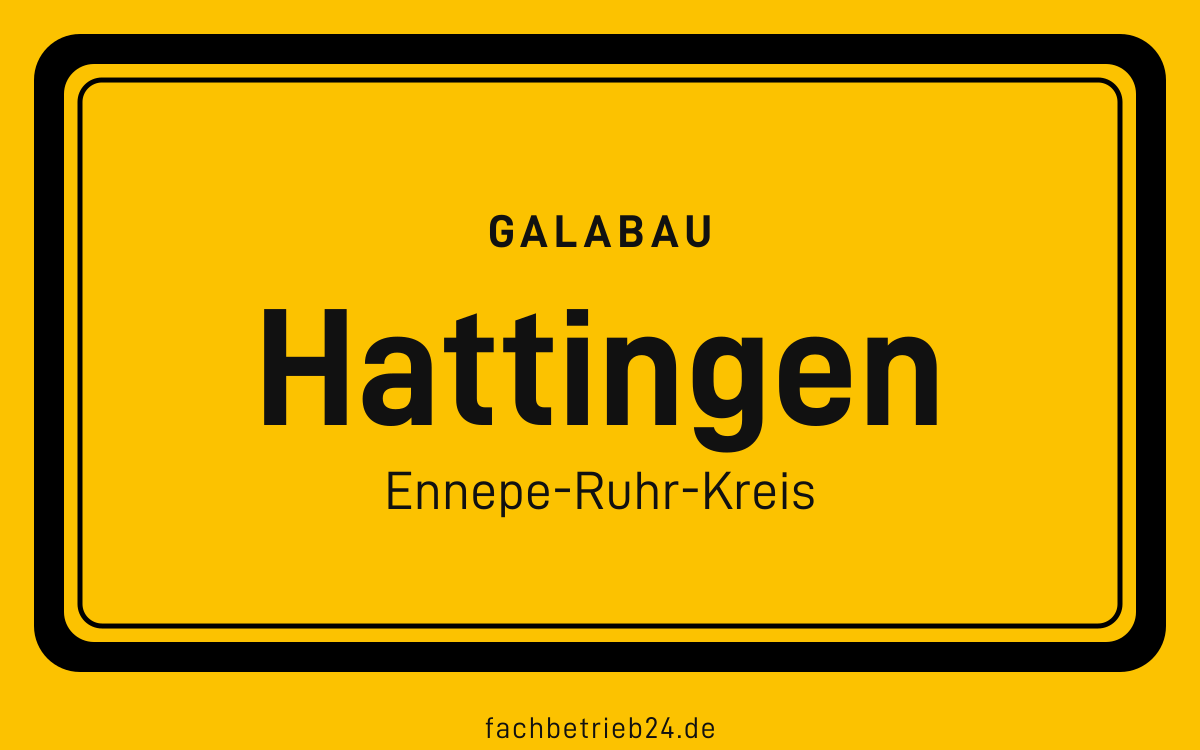 Gelbe Ortstafel Hattingen mit der Kopfzeile GaLaBau