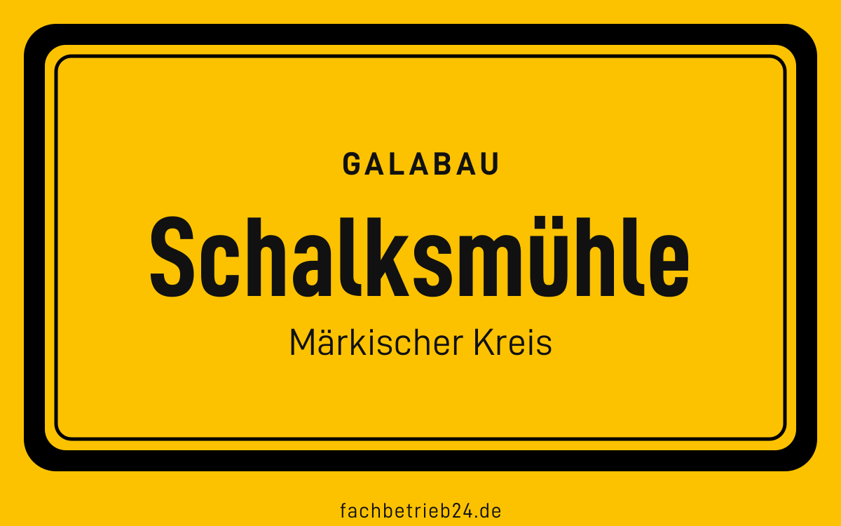 Gelbe Ortstafel Schalksmühle mit der Kopfzeile GaLaBau
