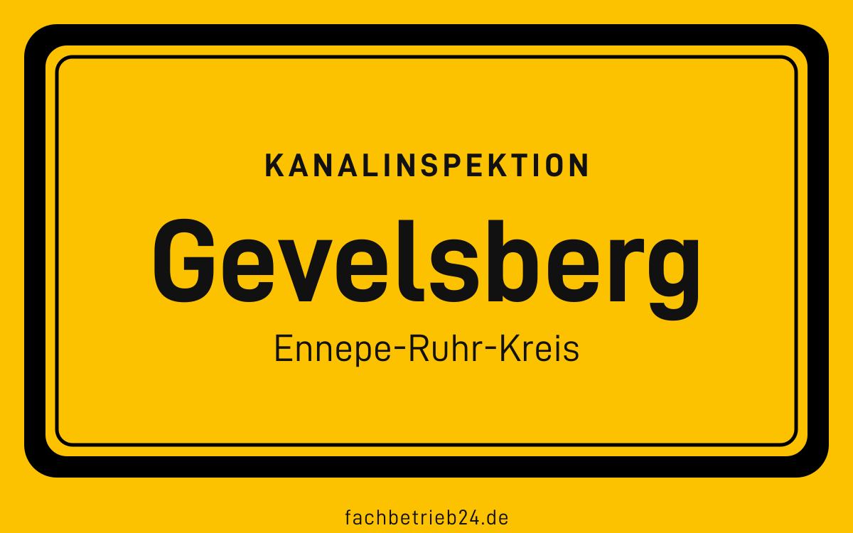 Gelbe Ortstafel Gevelsberg mit der Kopfzeile Kanalinspektion