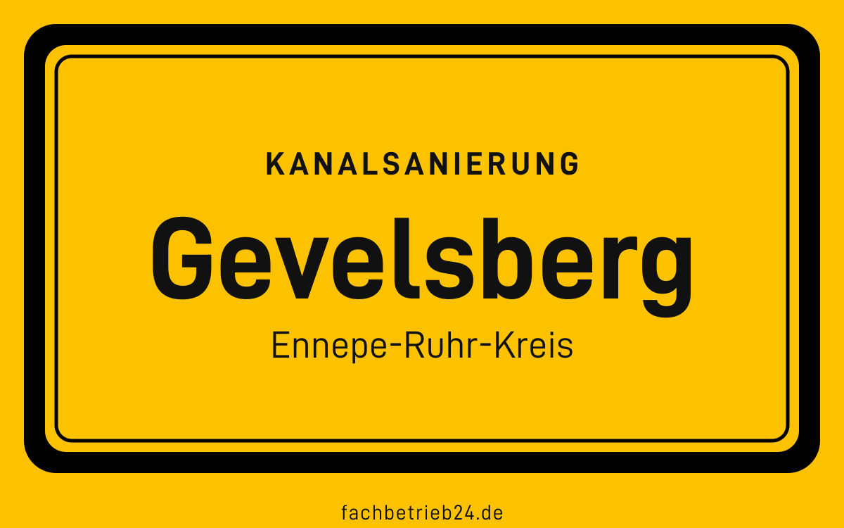 Gelbe Ortstafel Gevelsberg mit der Kopfzeile Kanalsanierung