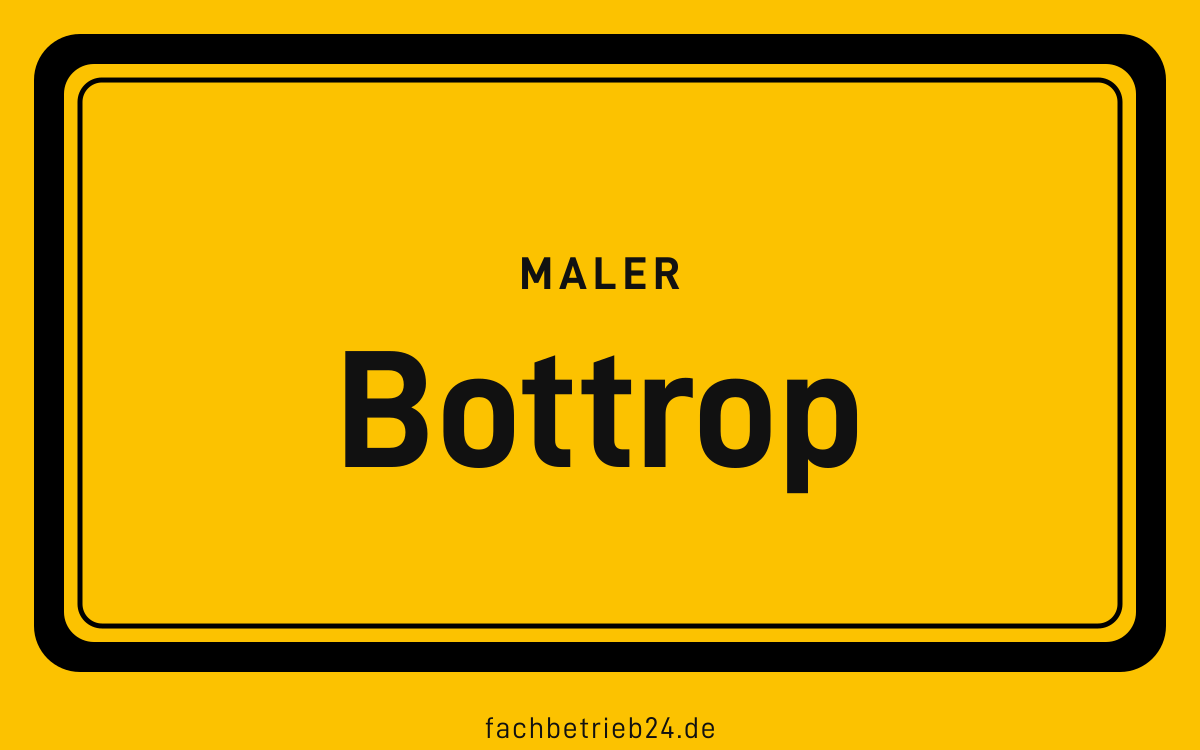Gelbe Ortstafel Bottrop mit der Kopfzeile Maler