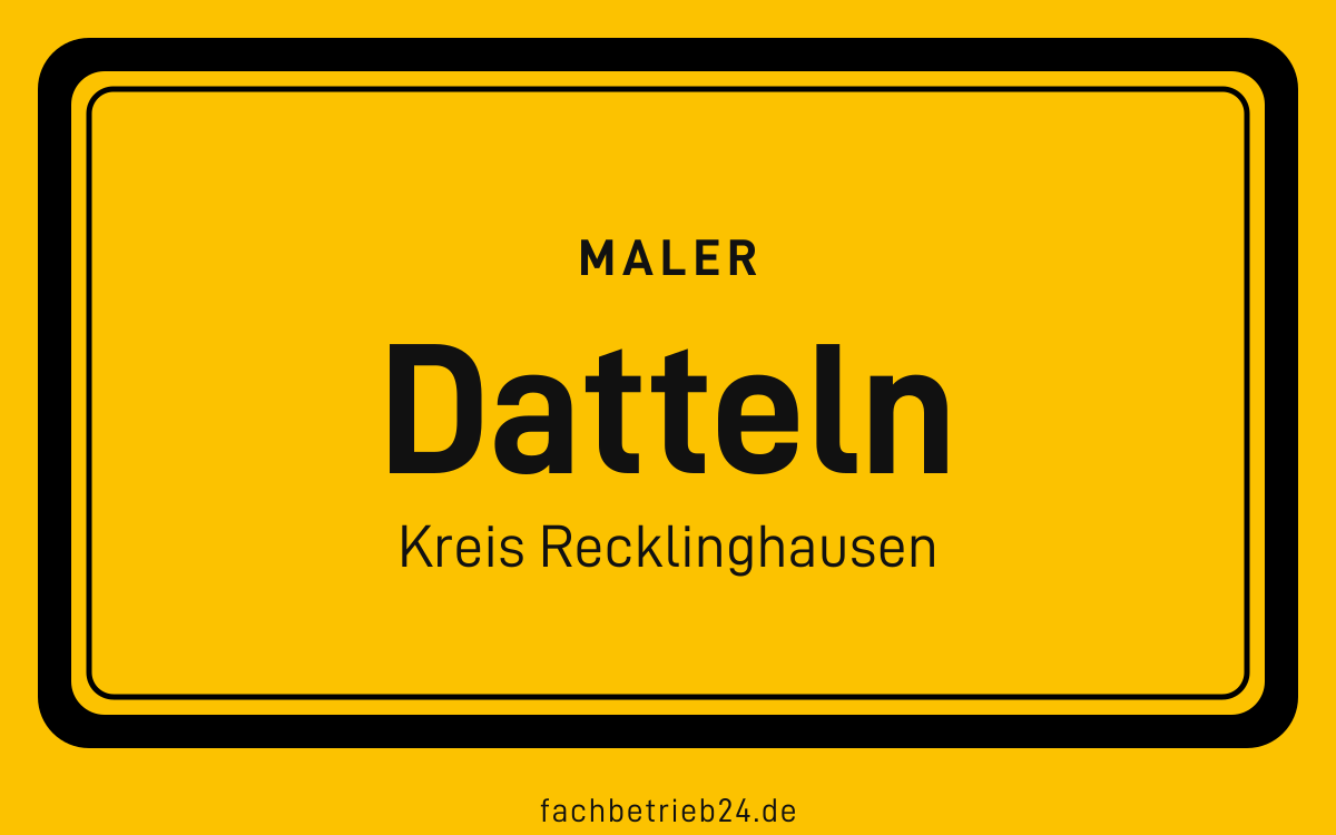 Gelbe Ortstafel Datteln mit der Kopfzeile Maler