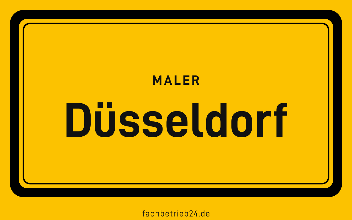 Gelbe Ortstafel Düsseldorf mit der Kopfzeile Maler