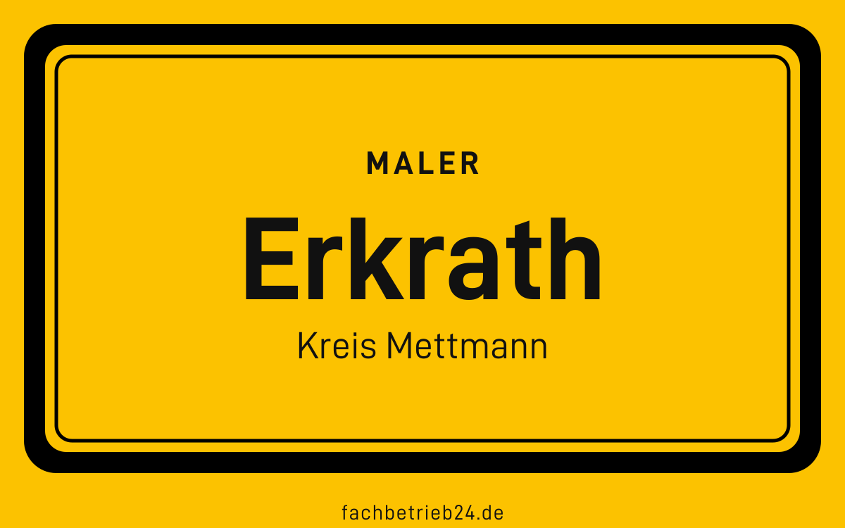 Gelbe Ortstafel Erkrath mit der Kopfzeile Maler