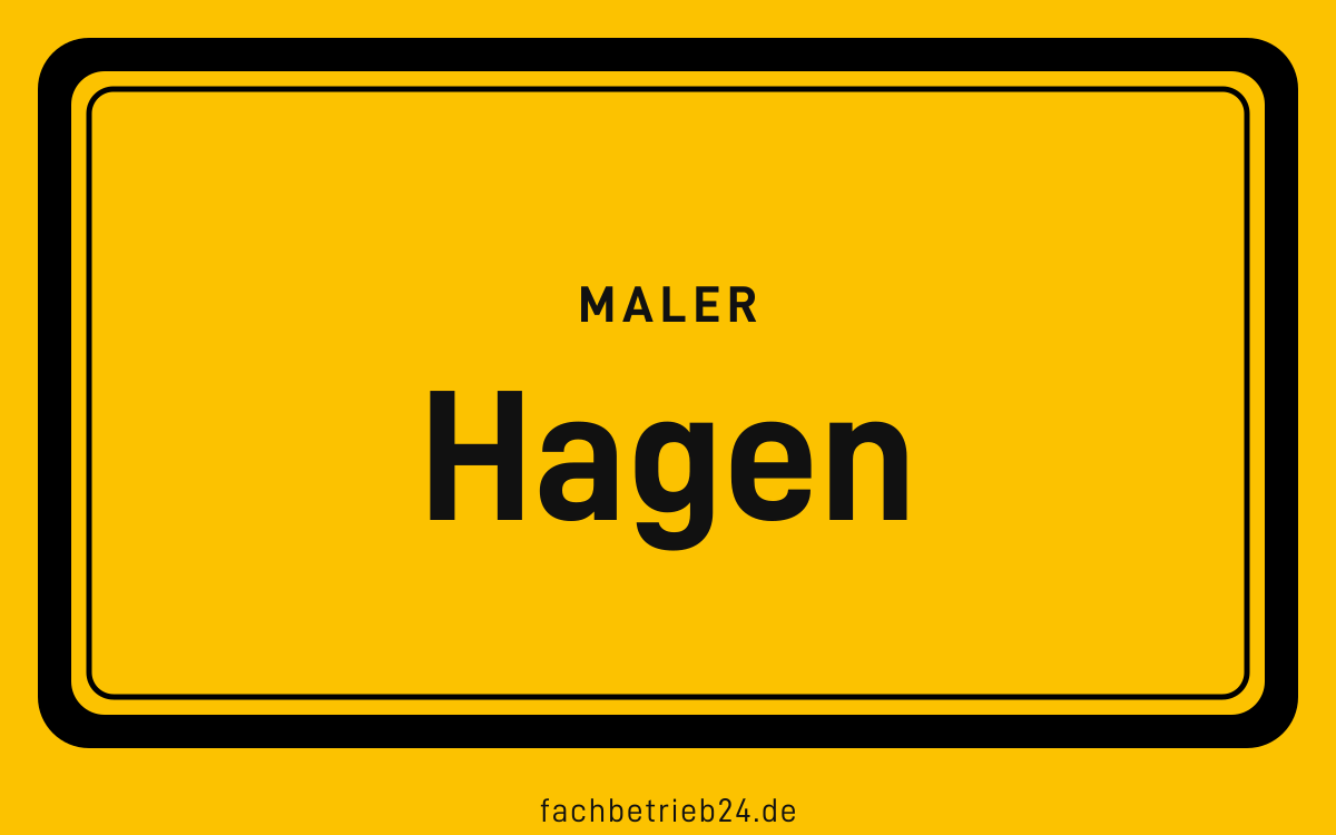 Gelbe Ortstafel Hagen mit der Kopfzeile Maler
