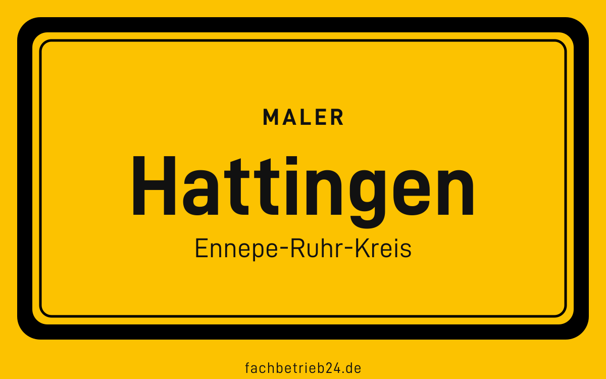 Gelbe Ortstafel Hattingen mit der Kopfzeile Maler