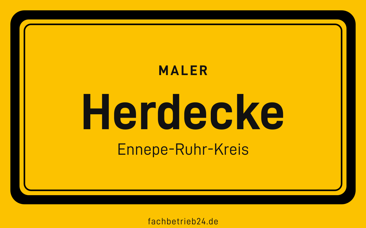 Gelbe Ortstafel Herdecke mit der Kopfzeile Maler