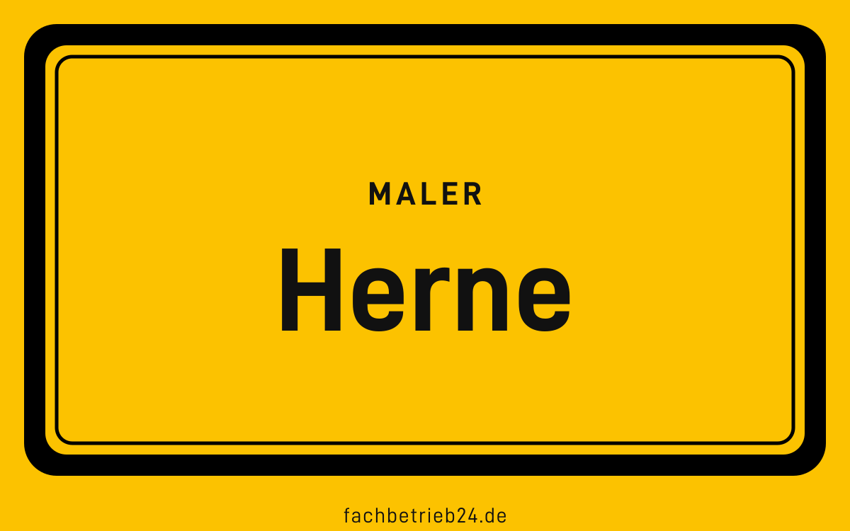 Gelbe Ortstafel Herne mit der Kopfzeile Maler