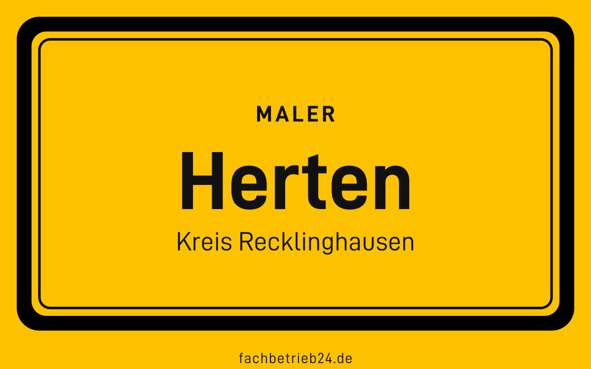 Gelbe Ortstafel Herten mit der Kopfzeile Maler