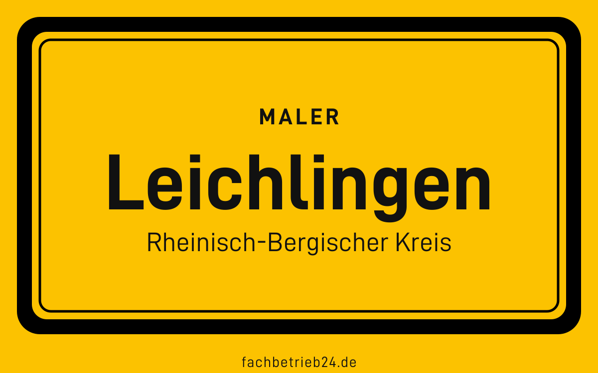 Gelbe Ortstafel Leichlingen mit der Kopfzeile Maler