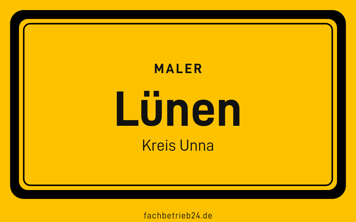 Gelbe Ortstafel Lünen mit der Kopfzeile Maler