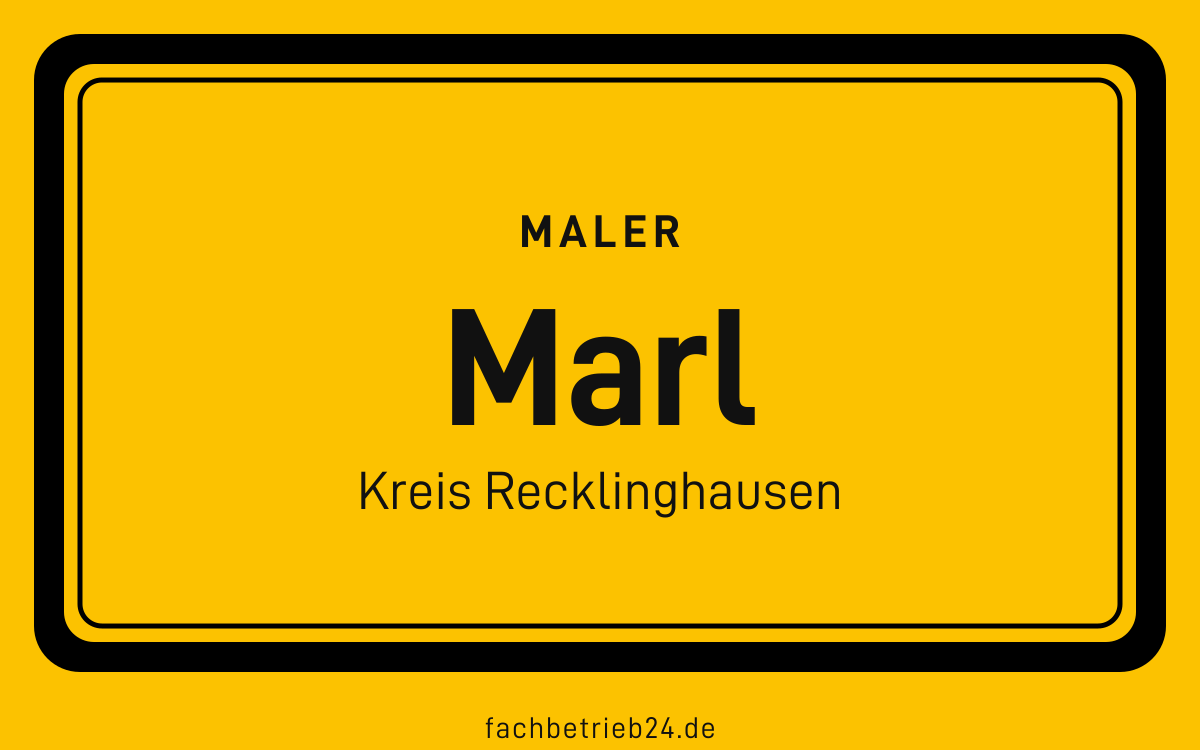 Gelbe Ortstafel Marl mit der Kopfzeile Maler