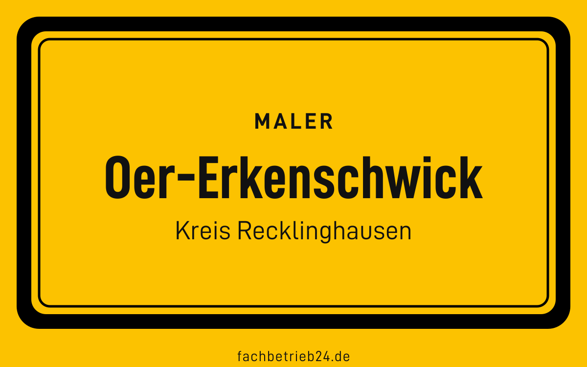 Gelbe Ortstafel Oer-Erkenschwick mit der Kopfzeile Maler