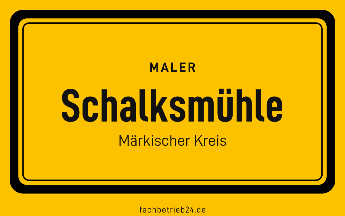 Gelbe Ortstafel Schalksmühle mit der Kopfzeile Maler