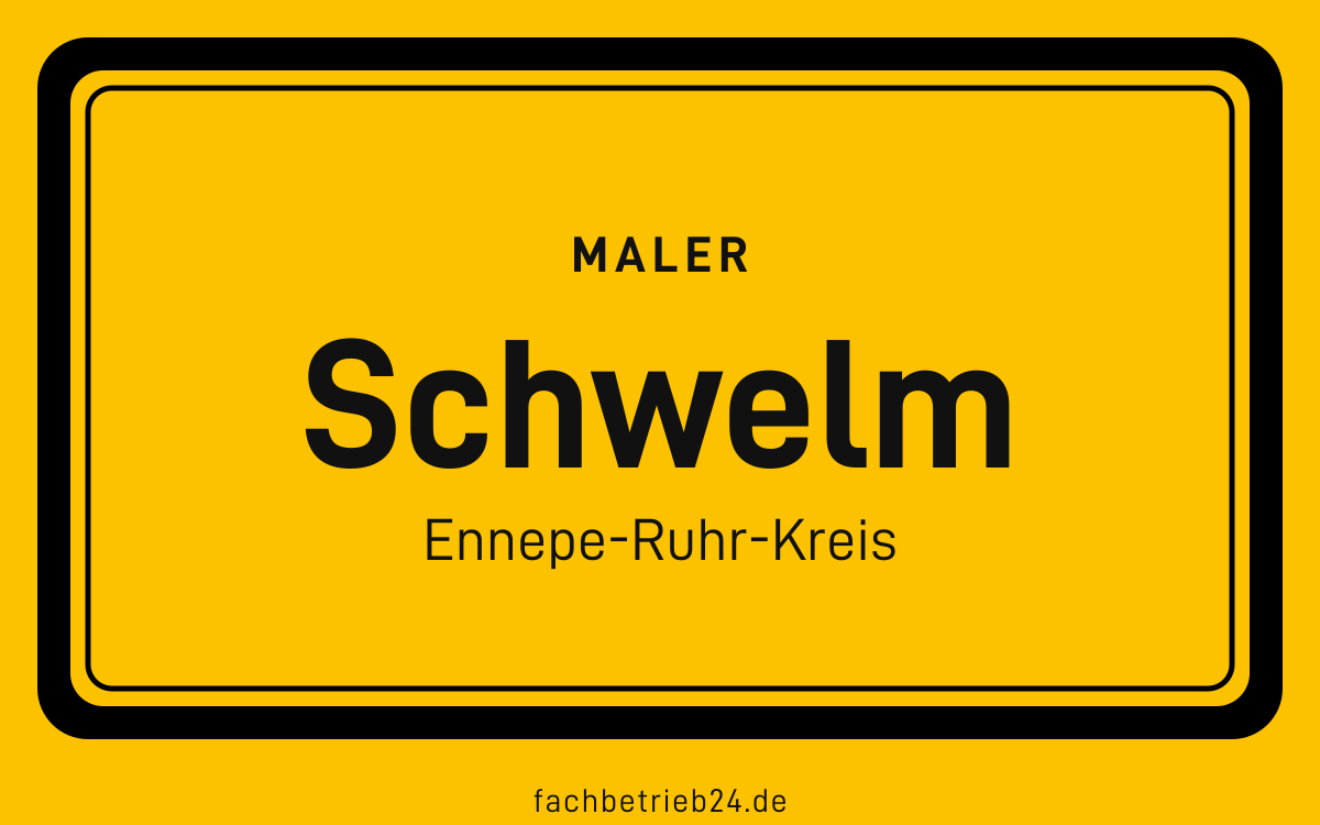 Gelbe Ortstafel Schwelm mit der Kopfzeile Maler