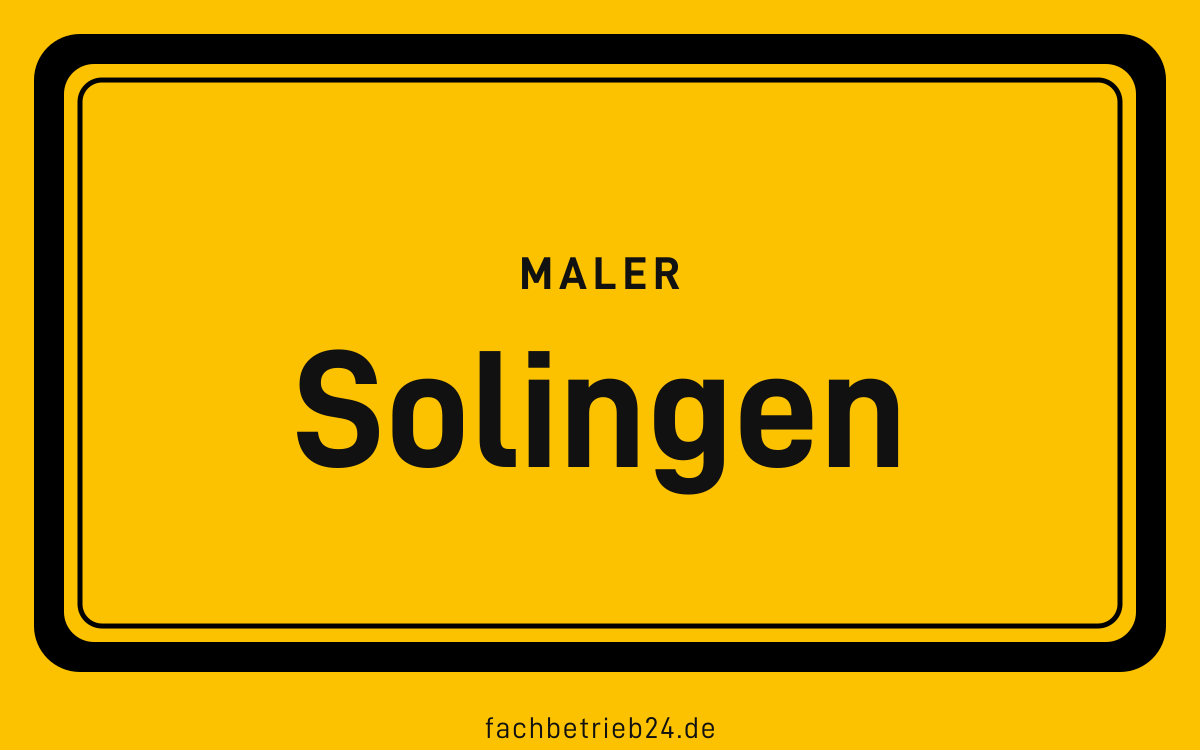 Gelbe Ortstafel Solingen mit der Kopfzeile Maler