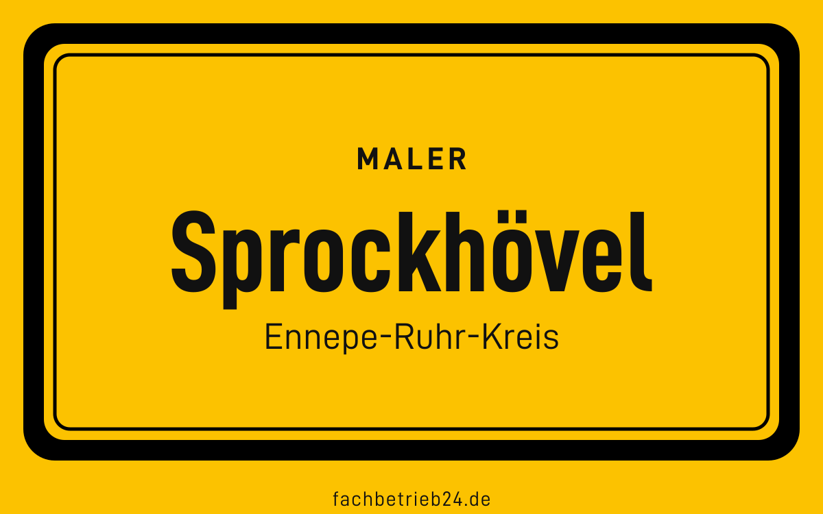 Gelbe Ortstafel Sprockhövel mit der Kopfzeile Maler
