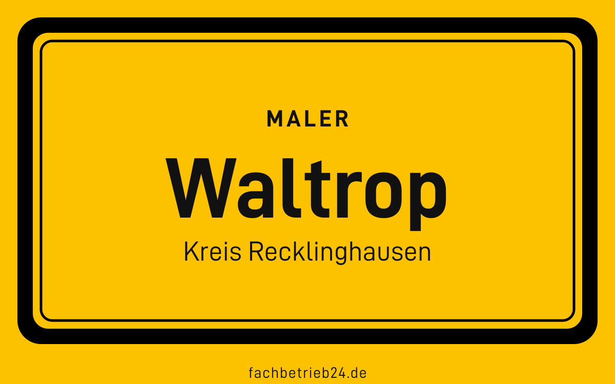 Gelbe Ortstafel Waltrop mit der Kopfzeile Maler
