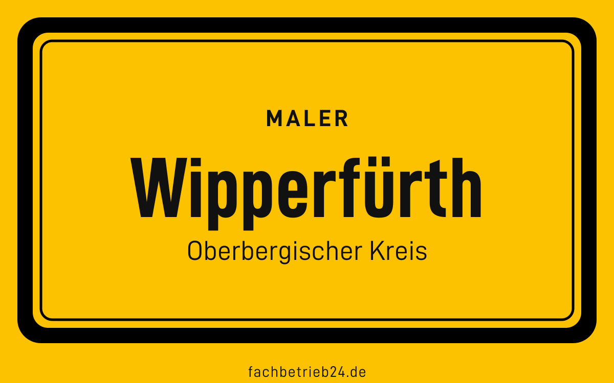 Gelbe Ortstafel Wipperfürth mit der Kopfzeile Maler