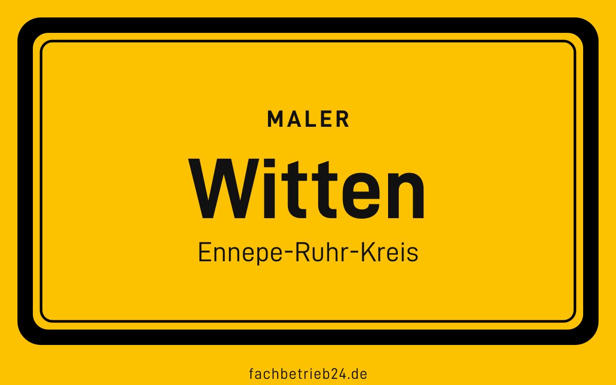 Gelbe Ortstafel Witten mit der Kopfzeile Maler