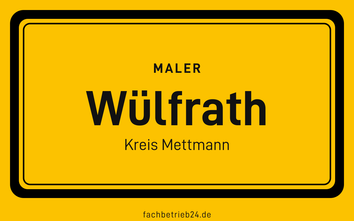 Gelbe Ortstafel Wülfrath mit der Kopfzeile Maler