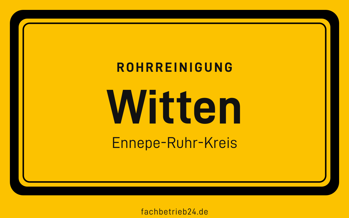 Gelbe Ortstafel Witten mit der Kopfzeile Rohrreinigung
