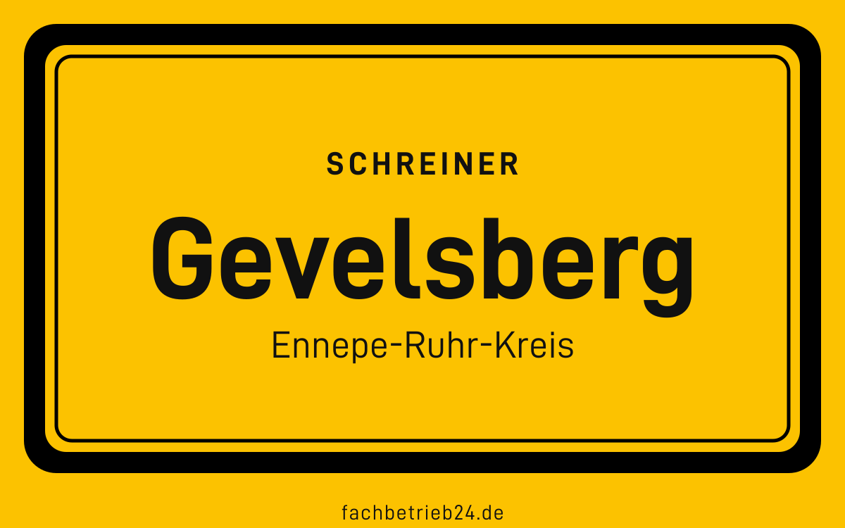 Gelbe Ortstafel Gevelsberg mit der Kopfzeile Schreiner