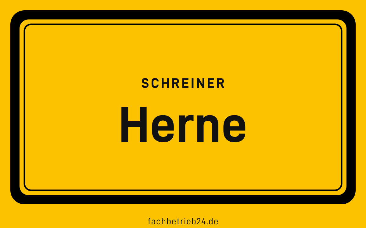 Gelbe Ortstafel Herne mit der Kopfzeile Schreiner