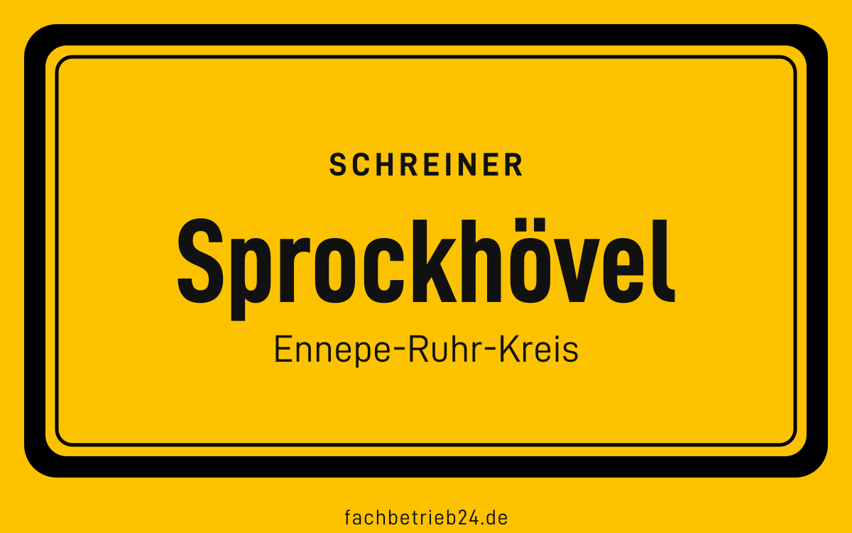 Gelbe Ortstafel Sprockhövel mit der Kopfzeile Schreiner