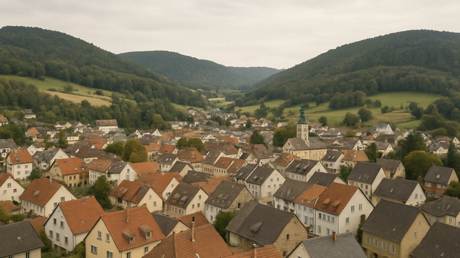 Wärmepumpe Schwelm: Blick über die Dächer und Höhenzüge rund um Schwelm
