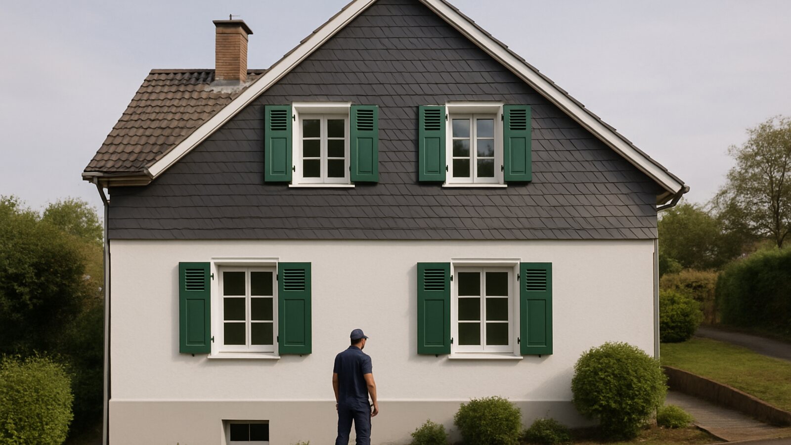 Wärmepumpe Solingen: bergisches Einfamilienhaus mit verschiefertem Giebel