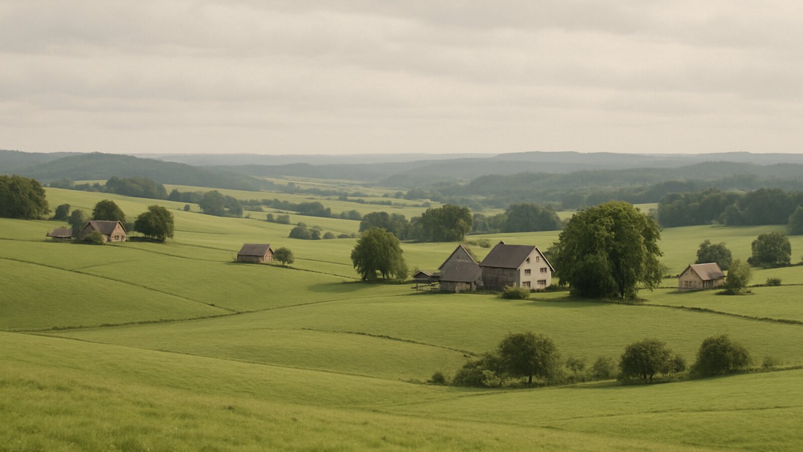 Wärmepumpe Wipperfürth: weite bergische Höhenlage im oberen Wuppertal mit verstreuten Höfen und Weiden